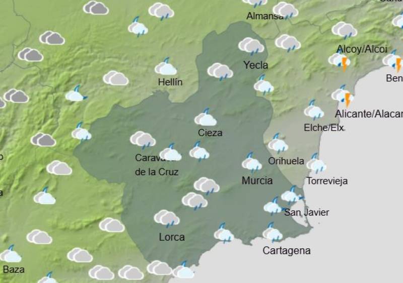 When and where rain is forecast in Murcia this week: Weather outlook December 2-8