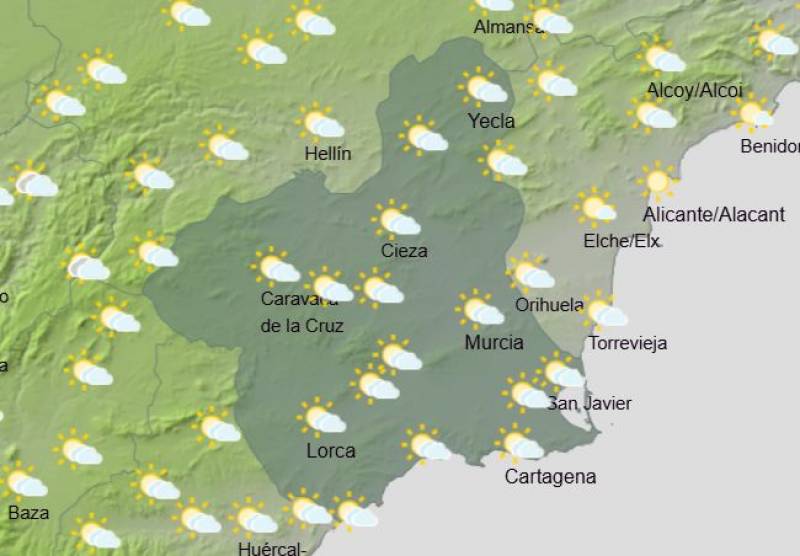 Sunny and calm up until the weekend: Murcia weekly weather forecast February 17-23