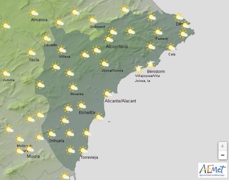 Overcast but mild: Alicante weather forecast February 24-27