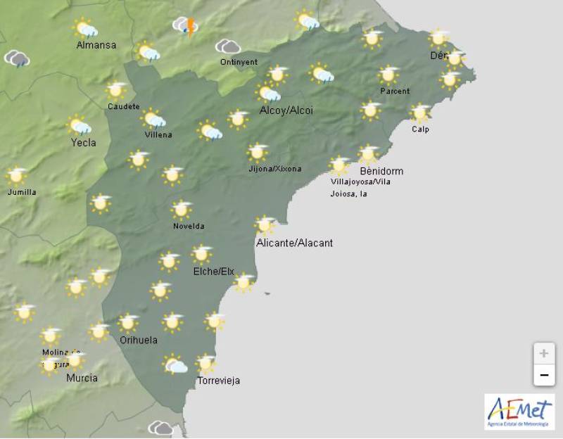 Alicante weather forecast May 12-15: Clouds, rain and thunder