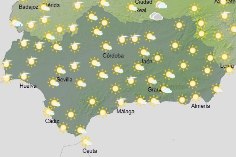 Andalucía weekly weather forecast June 23–26: Hot inland with scattered showers and dusty skies