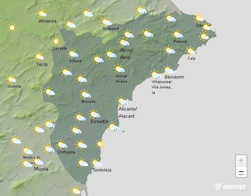 Warm with some clouds and a few showers in places: Alicante weekend weather forecast October 16-19