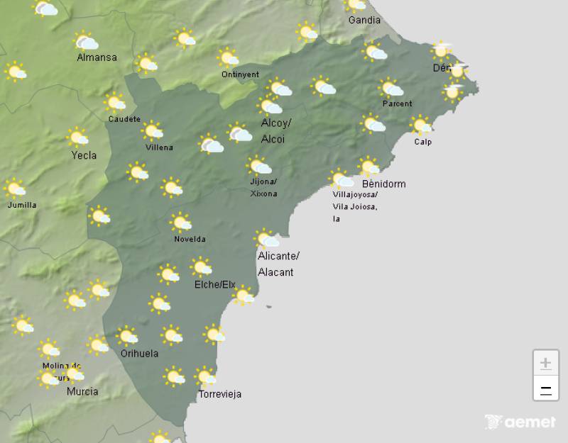 Warm with some clouds and a few showers in places: Alicante weekend weather forecast October 16-19