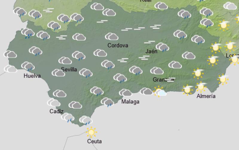 Andalucía weekend weather forecast December 4-7: Blustery showers and a brighter, milder finish