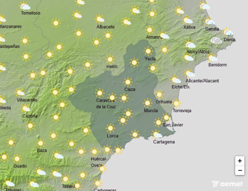 Warmer temperatures after the storms: Murcia weather forecast Dec 29-Jan 4