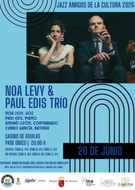 June 20 Jazz musicans Noa Levy and Paul Edis Trío in Águilas