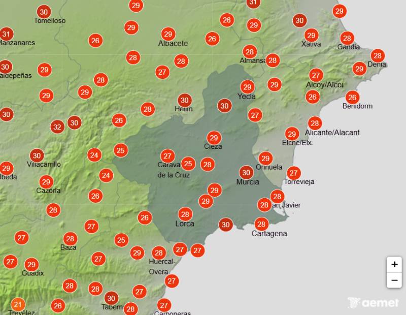Murcia weather forecast Sept 21-24: 34°C heat and plenty of sunshine on the way