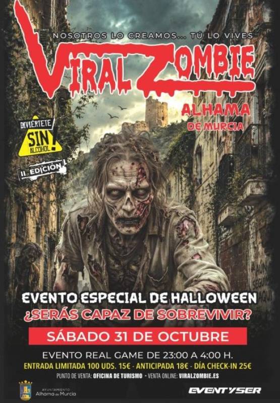 October 31 Viral Zombie Night in Alhama de Murcia