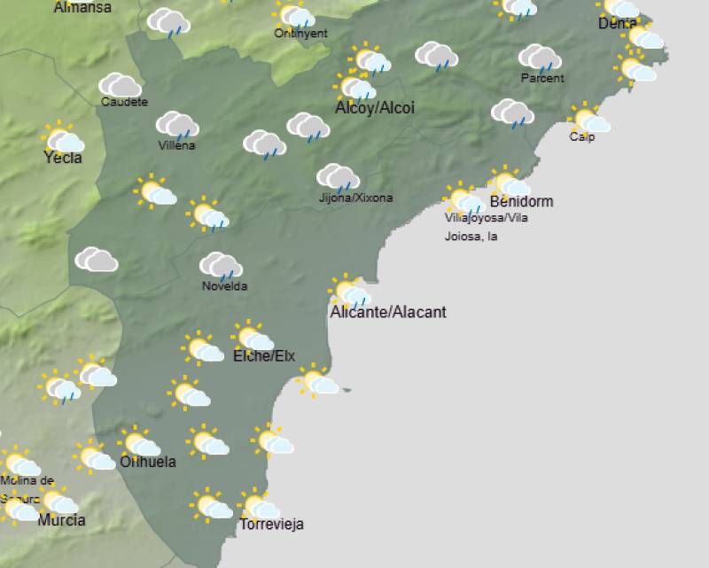 Mild start, wetter finish: Alicante weather forecast October 12-15